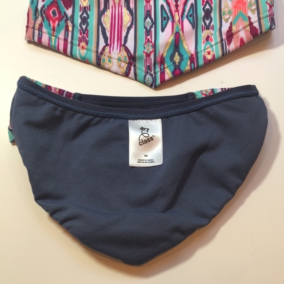 ART CLASS Aztec Multi  Color 2 piece Swimsuit Bathing Suit Tankini Girl's XS - Picture 15 of 16